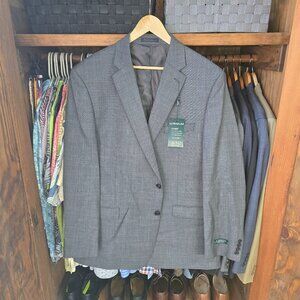 NWT Lauren Ralph Lauren Ultraflex 100% Wool Gray Sport Coat Blazer 46L